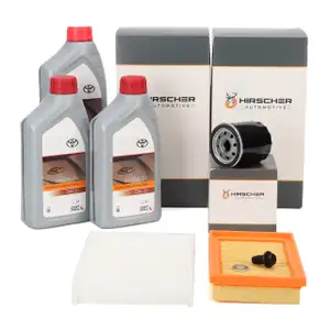 HIRSCHER Filterset + 3L ORIGINAL 0W-20 Motor&ouml;l f&uuml;r TOYOTA Aygo (_B4_) 1.0 69/72 PS