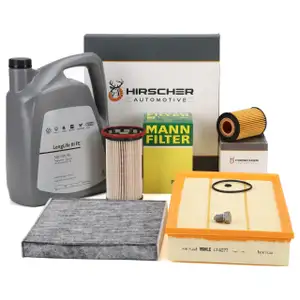 HIRSCHER Filterset 4-tlg + 5L ORIGINAL 0W30 Motor&ouml;l f&uuml;r VW Passat Arteon 2.0 TDI 4motion