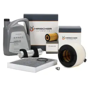 HIRSCHER Filterset 4-tlg + 5L ORIGINAL 0W30 Motor&ouml;l f&uuml;r AUDI A4 B8 A5 8T/F Q5 8R 2.0 TDI