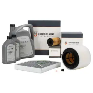 HIRSCHER Filterset 3-tlg + 7L ORIGINAL 0W30 Motoröl für AUDI A4 B8 A5 8T 8F Q5 SQ5 3.0 TDI
