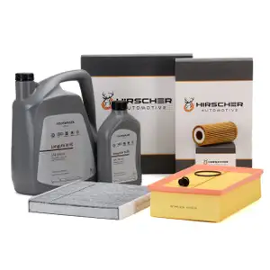 HIRSCHER Filterset + 6L ORIGINAL 0W30 Motor&ouml;l f&uuml;r VW Golf 7 AUDI A3 8V 1.8/2.0 TSI/GTI/R