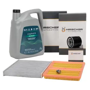 HIRSCHER Filterset + 5L ORIGINAL 0W20 Motor&ouml;l f&uuml;r VW Golf 7 AUDI 8V Leon Octavia 1.0 TSI