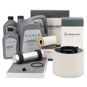HIRSCHER Filterset 4-tlg + 7L ORIGINAL 0W30 Motor&ouml;l f&uuml;r AUDI S4 B9 S5 F5 TDI 347 PS