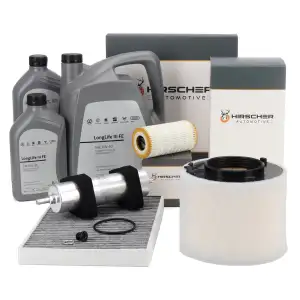 HIRSCHER Filterset 4-tlg + 7L ORIGINAL 0W30 Motor&ouml;l f&uuml;r AUDI S4 B9 S5 F5 SQ5 FY TDI