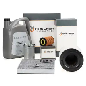 HIRSCHER Filterset 4-tlg + 5L ORIGINAL 0W30 Motor&ouml;l AUDI A1 8X 1.6 TDI 05.2011-05.2012