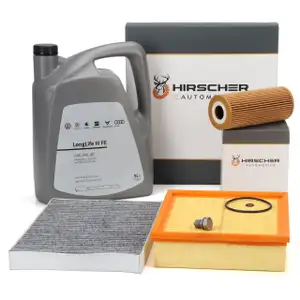 HIRSCHER Filterset 3-tlg + 5L ORIGINAL 0W30 Motor&ouml;l f&uuml;r AUDI A6 4B C5 1.9 TDI 115/130 PS