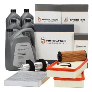 HIRSCHER Filterset 4-tlg + 9L ORIGINAL 0W30 Motor&ouml;l f&uuml;r AUDI Q7 4LB 4.2 TDI 340 PS CCFC