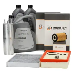 HIRSCHER Filterset 4-tlg + 7L ORIGINAL 0W30 Motor&ouml;l f&uuml;r VW Multivan Transporter T5 2.0 TDI