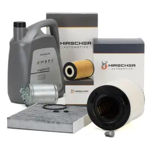 HIRSCHER Filterset 4-tlg + 5L ORIGINAL 0W30 Motor&ouml;l f&uuml;r VW Polo 5 AUDI SEAT 4 1.6 TDI
