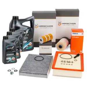 HIRSCHER Filterset 4-tlg + 8L WOLF 5W30 C2/C3 f&uuml;r Talento NV300 Vivaro B Trafic 3 1.6D