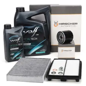 HIRSCHER 3-piece filter set + 6L WOLF 5W30 C4 engine oil for RENAULT Kadjar Qashqai 2 1.5 dCi