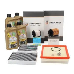 HIRSCHER Filterset 4-tlg + 4L TOTAL 0W30 Motor&ouml;l f&uuml;r PSA C3 III II DS3 208 I 1.6 BlueHDi