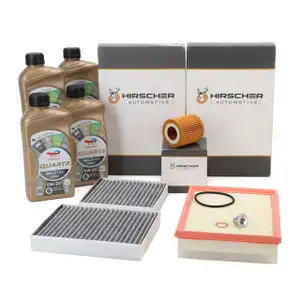 HIRSCHER 3-piece filter set + 4L TOTAL 0W20 engine oil for PSA C3 III 2008 I 208 I 1.5 BlueHDI