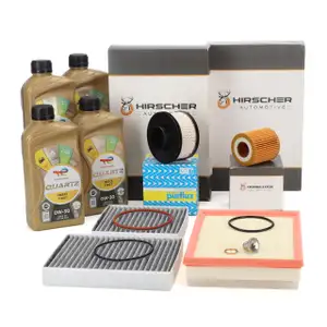 HIRSCHER 4-piece filter set + 4L TOTAL 0W30 engine oil for PSA C3 III 2008 I 208 I 1.5 BlueHDI