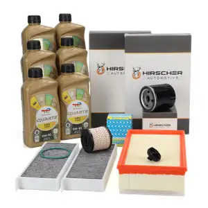 HIRSCHER Filterset 4-tlg + 6L TOTAL 0W30 f&uuml;r PEUGEOT 308 II GT / 2.0 BlueHDi 150-181 PS