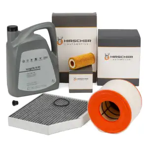 HIRSCHER Filterset + 5L ORIGINAL 0W30 Motor&ouml;l f&uuml;r AUDI A6 C7 A7 4G A8 4H 1.8/2.0 TFSI