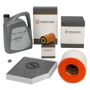 HIRSCHER Filterset 3-tlg + 5L ORIGINAL 0W30 Motor&ouml;l f&uuml;r AUDI A6 C7 2.0 TDI 136/163/177 PS