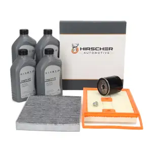 HIRSCHER Filterset 3-tlg + 4L ORIGINAL 0W30 Motor&ouml;l f&uuml;r VW Polo 5 A1 Ibiza Fabia 1.4 TDI
