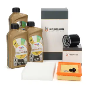 HIRSCHER Filterset + 3L TOTAL 5W30 f&uuml;r CITROEN C1 II PEUGEOT 108 TOYOTA Aygo B4 1.0