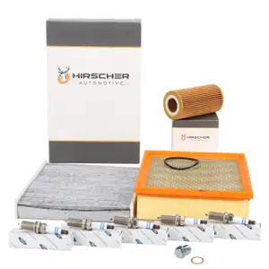 HIRSCHER Filterset + 5x ORIGINAL Z&uuml;ndkerze f&uuml;r FORD Focus 2 MK2 2.5 ST 225 PS bis 12.2011