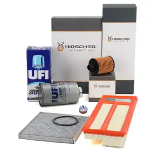 HIRSCHER 4-Piece Filter Set for FIAT 500 312_ through August 2011, 1.3 D Multijet, and Panda 169_ 1.3 JTD