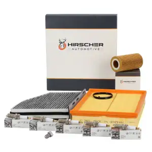 HIRSCHER Filterset + 5x ORIGINAL Z&uuml;ndkerze f&uuml;r AUDI RS3 8P RSQ3 8U TTRS 8J 340/360 PS