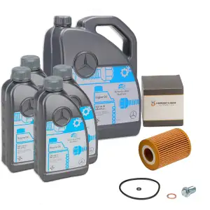 9L ORIGINAL 5W-30 MB 229.51 + HIRSCHER &Ouml;lfilter MERCEDES W204 W211 W212 W461 W463 OM642