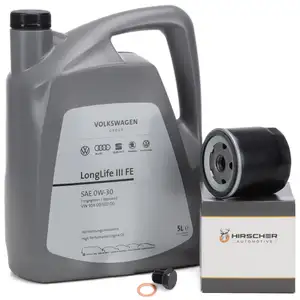 5L ORIGINAL 0W30 LONGLIFE 3 FE Motoröl + HIRSCHER Ölfilter für AUDI SEAT SKODA 1.0-1.5 TSI