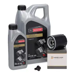 6L MOTORCRAFT 5W30 A5 Motor&ouml;l + HIRSCHER &Ouml;lfilter f&uuml;r FORD Focus 2 Mondeo 4 S-Max 1.8 TDCi