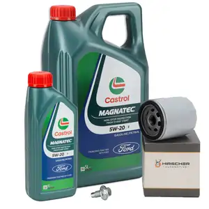 6L 6 Liter CASTROL MAGNATEC E 5W-20 + HIRSCHER Ölfilter für FORD 2.0/2.3 EcoBoost 1751529