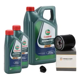 7L 7 Liter CASTROL MAGNATEC 0W-30 D Motor&ouml;l + HIRSCHER &Ouml;lfilter f&uuml;r FORD 2193141