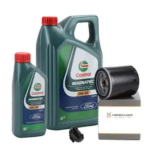 6L CASTROL MAGNATEC 0W-30 D Motor&ouml;l + HIRSCHER &Ouml;lfilter f&uuml;r FORD Focus 3 Mondeo 5 2.0 TDCi