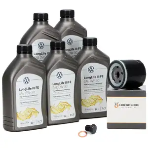 5 Liter ORIGINAL VW Motor&ouml;l 0W-30 LONGLIFE 3 FE + HIRSCHER &Ouml;lfilter 04E115561H