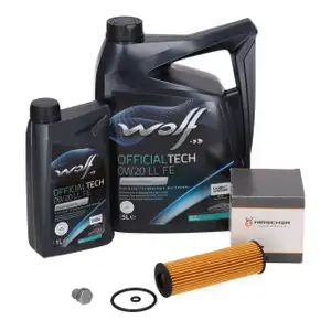 6L WOLF 0W20LL FE Motor&ouml;l + HIRSCHER &Ouml;lfilter f&uuml;r VW Golf 8 Passat B8 Tiguan 2.0 TDI