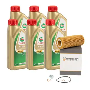 6L CASTROL EDGE 5W-30 M LL-04 Motoröl + HIRSCHER BMW E81-87 E46 E90 E91 E60 X3 E83 M47