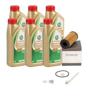 6L CASTROL EDGE 5W-30 M LL-04 Motoröl + HIRSCHER Ölfilter BMW 1er 3er 5er X3 X4 X5 B48 B47