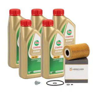 5L CASTROL EDGE 5W-30 M LL-04 Motoröl + HIRSCHER Ölfilter BMW E36 E46 E34 M40 M42 M43 M44