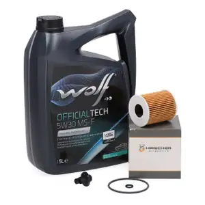 5L WOLF 5W30 MS-F Motor&ouml;l + HIRSCHER &Ouml;lfilter f&uuml;r FORD Mondeo 3 4 Galaxy S-Max WA6 1.8-2.3