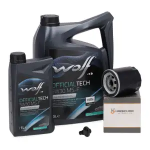 6L WOLF 5W30 MS-F Motor&ouml;l + HIRSCHER &Ouml;lfilter f&uuml;r FORD Focus 2 Mondeo 4 S-Max WA6 1.8 TDCi