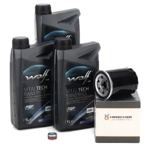 3L WOLF VITALTECH 5W40 PI C3 Motoröl + HIRSCHER Ölfilter ALFA ROMEO FIAT FORD 1.2 1.4