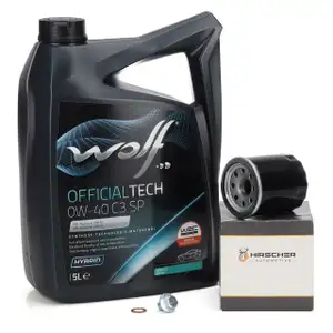 5L WOLF 0W-40 C3 SP Motor&ouml;l + HIRSCHER &Ouml;lfilter f&uuml;r DACIA NISSAN RENAULT 1.5 1.6 2.0