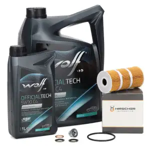 6L WOLF 5W30 C4 Motoröl + HIRSCHER Ölfilter für FIAT MERCEDES NISSAN OPEL 1.6-2.3D