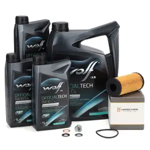 8L WOLF OFFICIALTECH 5W30 C4 Motoröl + HIRSCHER Ölfilter für NISSAN OPEL 2.0-2.5 dCi