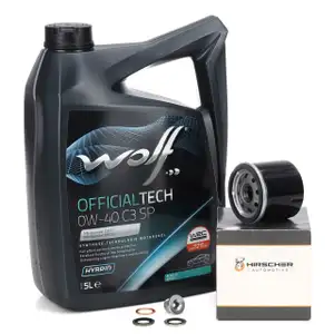 5L WOLF 0W-40 C3 SP Motor&ouml;l + HIRSCHER &Ouml;lfilter f&uuml;r RENAULT Clio 2 3 4 Twingo 1 2 Wind 1.2