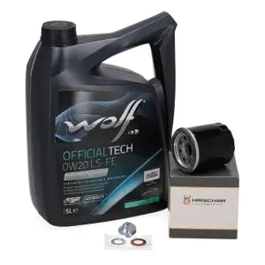 5L WOLF 0W20 LS-FE Motor&ouml;l + HIRSCHER &Ouml;lfilter f&uuml;r HYUNDAI KIA MAZDA MITSUBISHI