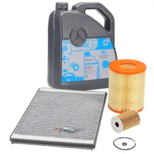 Filterset 3-tlg + 5L ORIGINAL 5W30 MB 229.51 Motor&ouml;l MERCEDES A-Klasse W168 Vaneo 414 M166