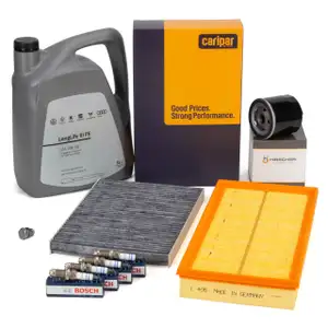 Filterset + 4x BOSCH Z&uuml;ndkerze + 5L ORIGINAL 0W30 Motor&ouml;l f&uuml;r VW Golf 4 Bora 1.6 FSI