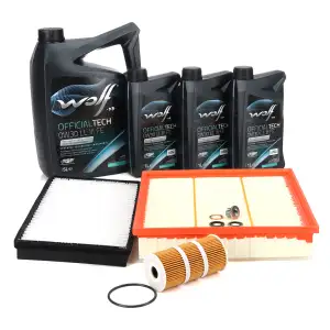 Filterset 3-tlg + 8L WOLF 0W30 LL III FE f&uuml;r NISSAN Primastar Vivaro A Trafic 2 2.0/2.5D
