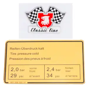JP GROUP Aufkelber Klebeschild Reifendruck Motorraum für PORSCHE 911 90100650501