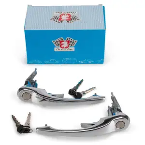 2x JP Türgriff Chrom + Schließzylinder für PORSCHE 911 / Targa 08.1969-07.1977 außen